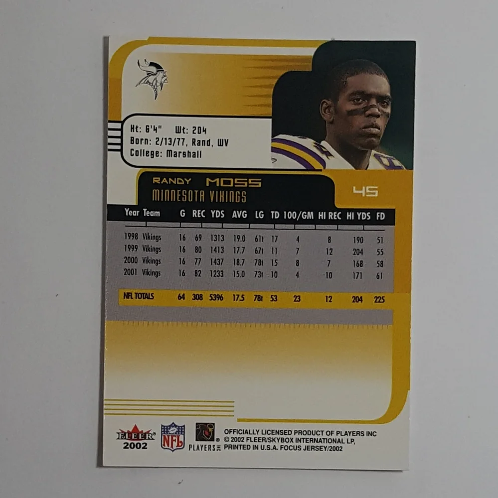 2002 Fleer Randy Moss - Picture 2 of 3